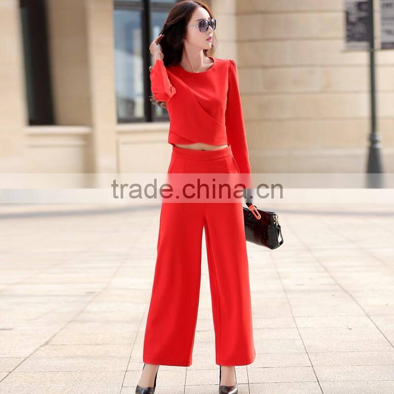 Fashion designer top, stylish wide leg pants suits