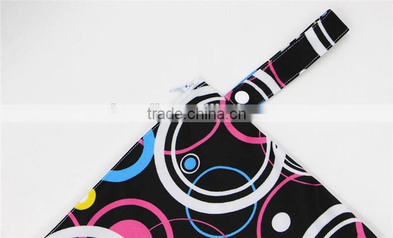 New design baby Cloth diaper zipper wetbag,washable and reusable double pocket cloth nappy bag