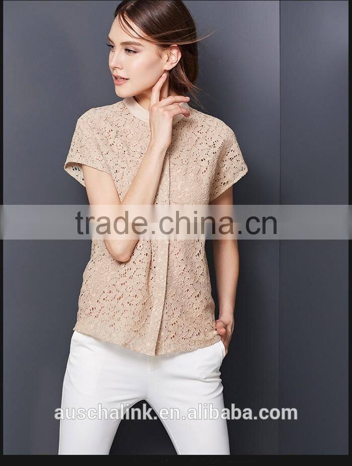 2016 best selling high quality ladies lady lace tops latest design