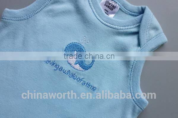 2015 factory priice embroidered sleeveless baby bodysuits wholesale