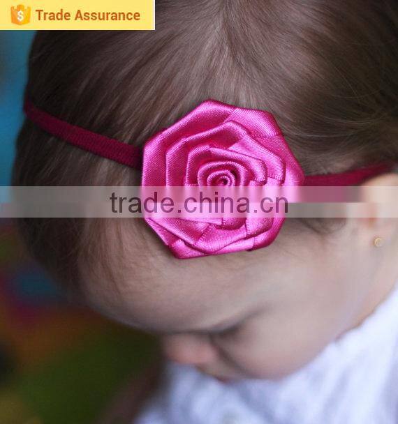 Pure Color Braid Elastic Headband Baby Girls Flower Shape Hairband Newborn Infant Shiny Beads Hair Accessories