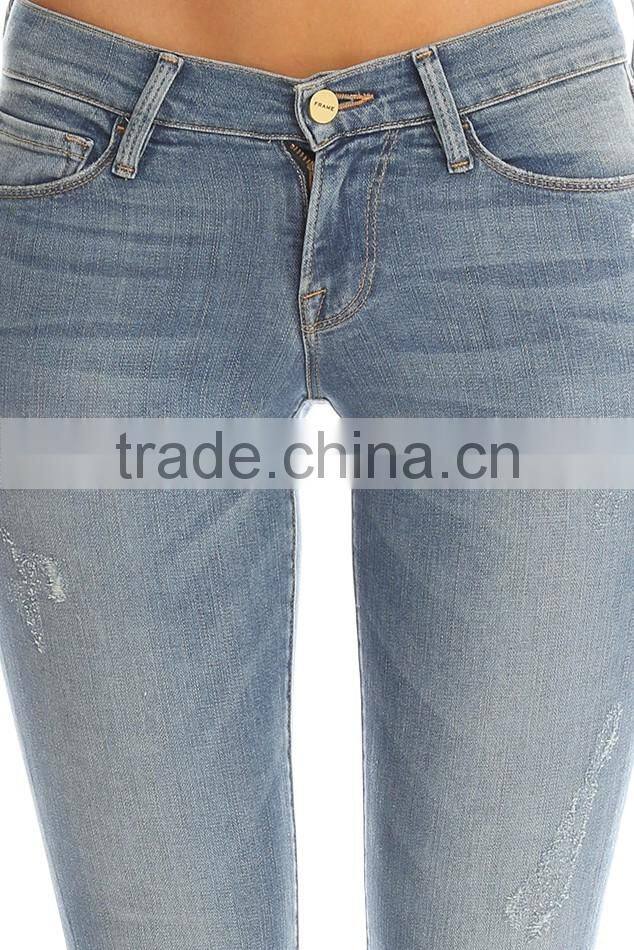 2016 name brand ripped girl jeans for custom with your Logo