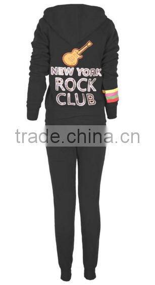 Women's Sporty Embellished Two Piece Active Set with Zip Up Jacket