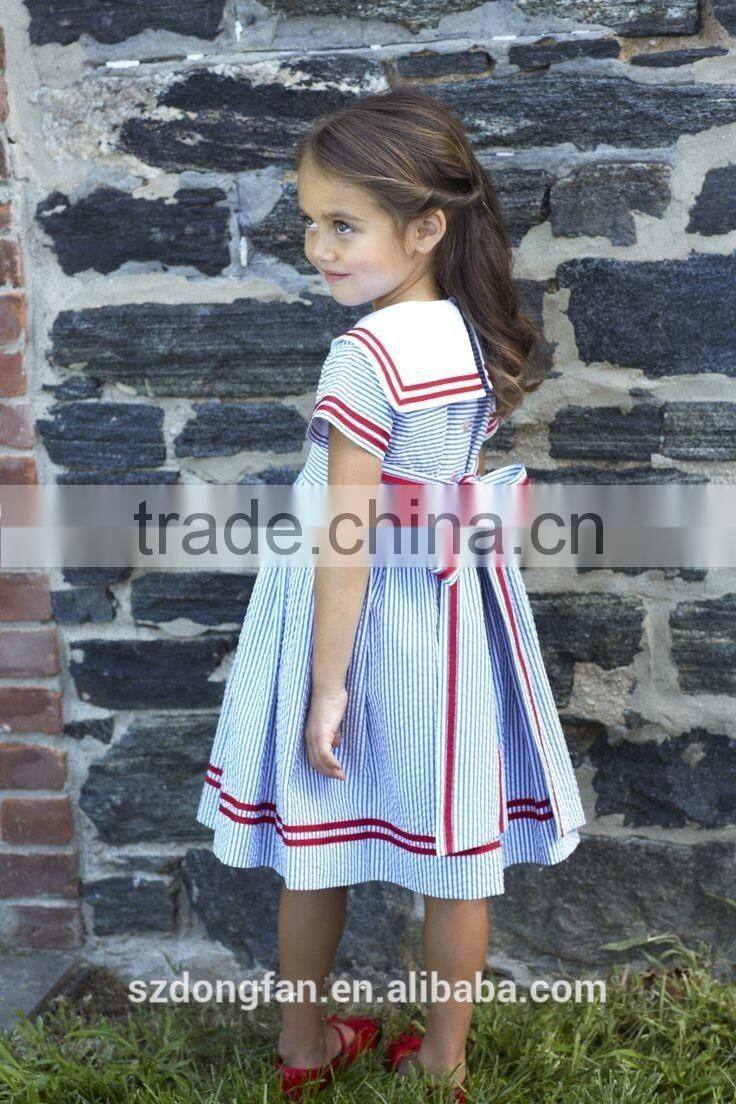 New Design Little Girls Stripe Cotton Dress Children Back To School Clothing Sisters And Brothers Set