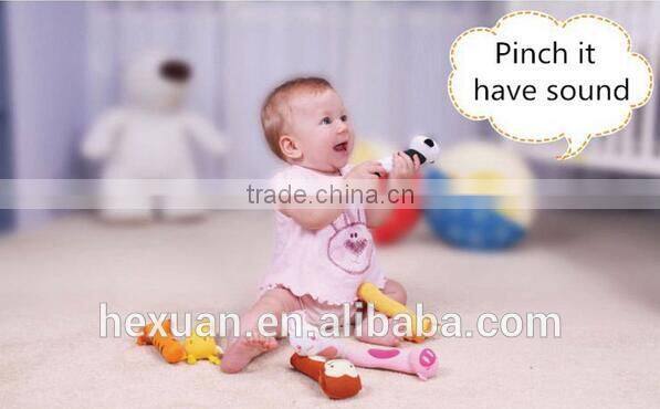 Soft Baby Kid Toy Ring Bell BB Baby Plush Rattle Squeaker Early Educational Doll Rod 0M+ Cute Cartoon Animal Musical Plush Toy