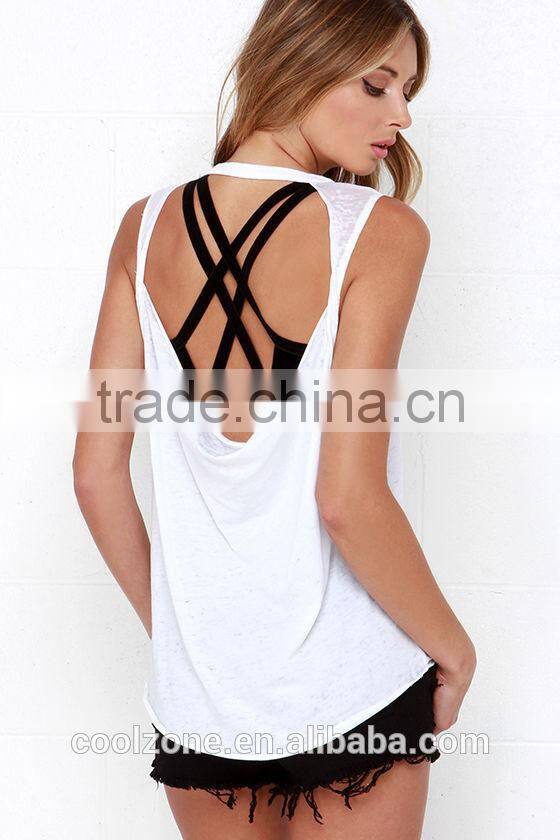 2015 Women new design letter print custom muscle tee/shirt