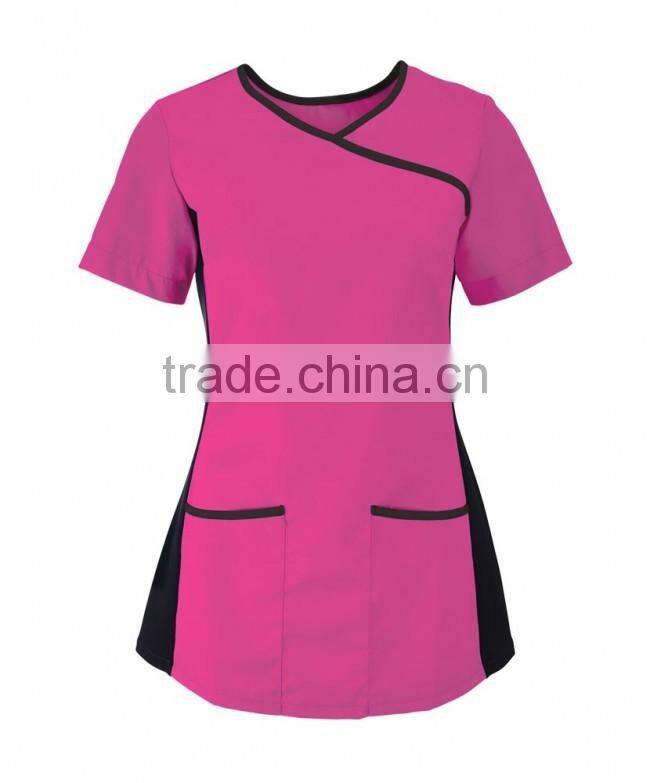 Fashionable 2017 custom Women's Stretch Scrub Top Medical Nurse Hospital nursing uniform Designs