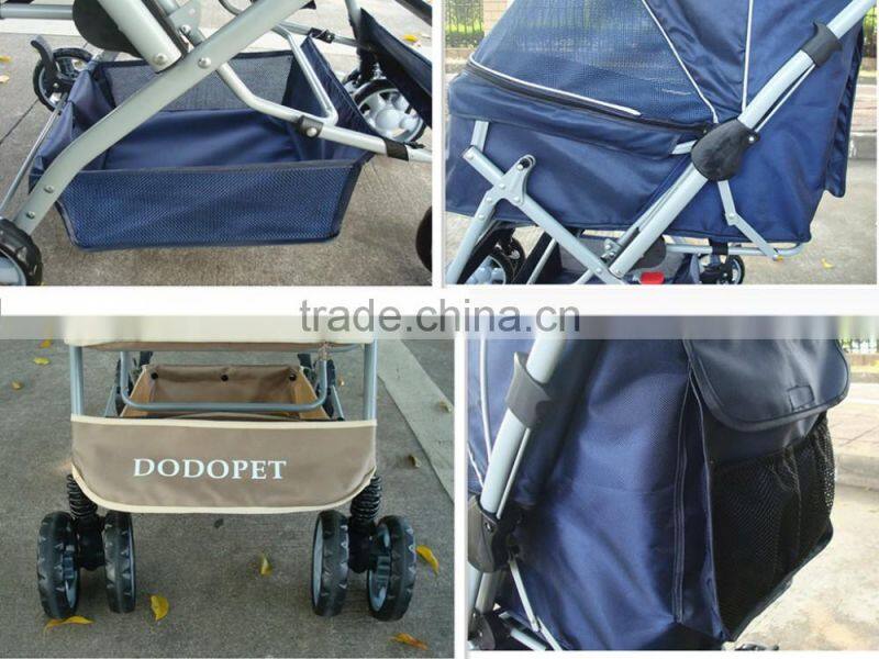 Factory direct shock absorbers two-way aluminum pet pet trolley four-wheel folding washable dog carts spot