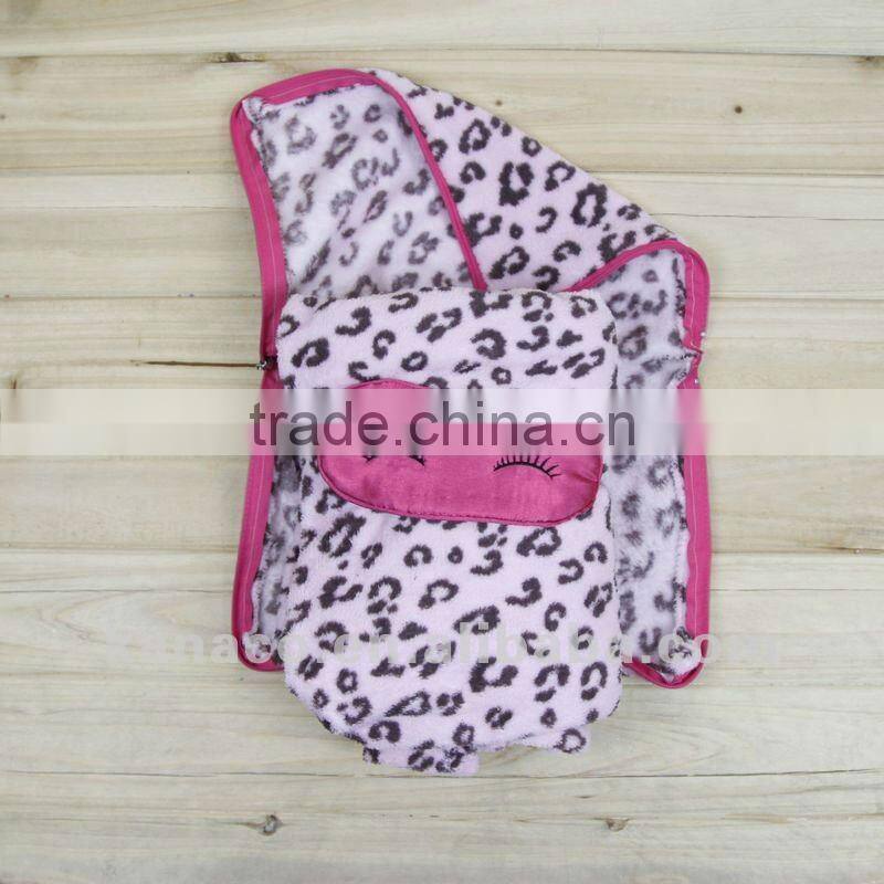 Airplane Travel Coral Fleece Blanket with Eyeshade(KN-BL-35)