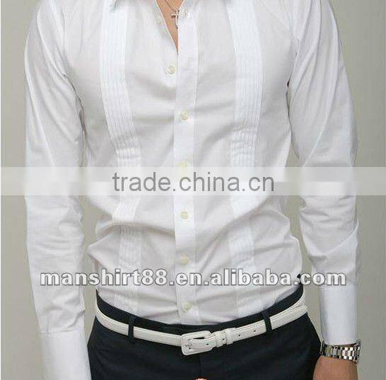 latest CVC slim fit long sleeve black tuxedo casual shirt for man
