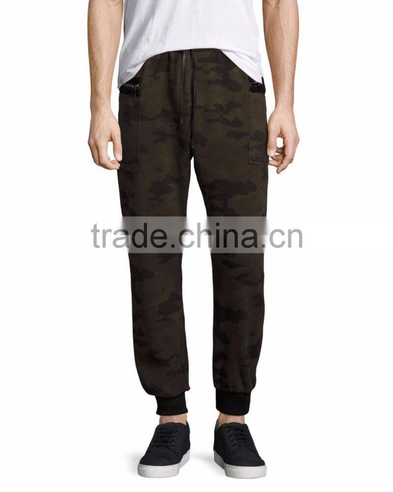 China Supplier Autumn New Design Cotton Mid-Waist Drawstring Camo Print Men Pants
