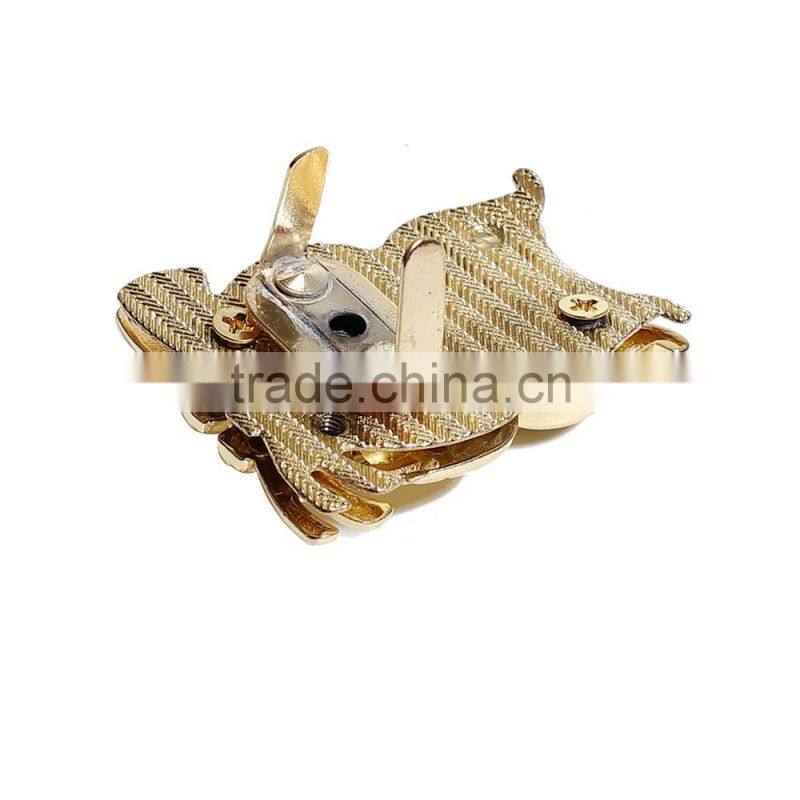Zinc Based Alloy Purse Twist Turn Lock Gold Plated 50mm(2") x 37mm(1 4/8"), 1 Set