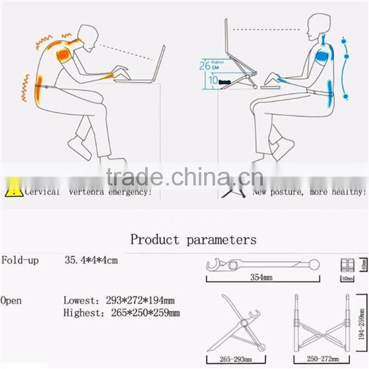 Ergonomic height adjustable Portable folding laptop Ipad stand in bed laptop stand
