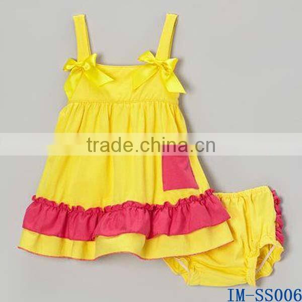 Yiwu Imee Wholesale Baby Girls 4th of July Cotton Clothing Sets with Ruffles IM-SS007