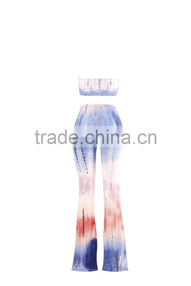 orange printed y bell bottomed pants /22 color xayn tie dye wide legging flare trousers pants / fancy women pantes