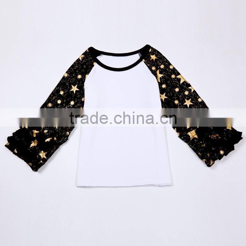 New Design Figure gold Star Printing Newborn Baby Ruffle Leggings Knit Clothes Wholesales