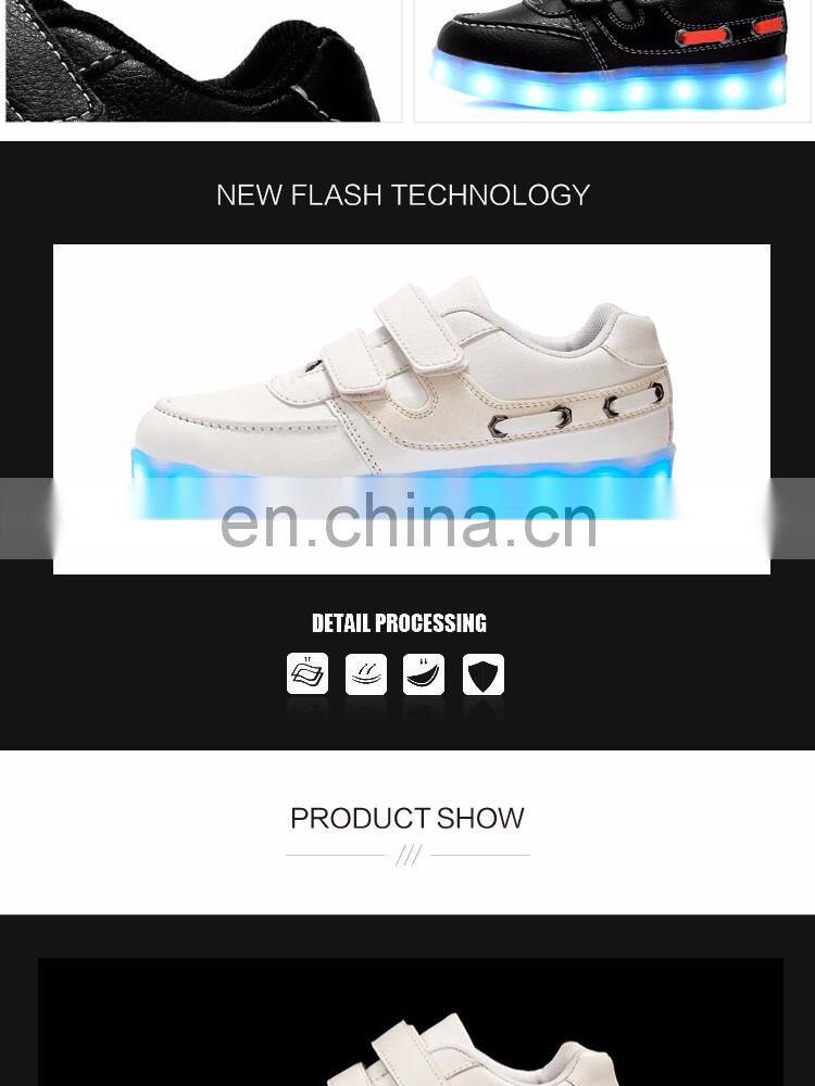 Factory wholesale latest design USB rechargeable kids LED luminous light shoes Children kids led shoes sneakers