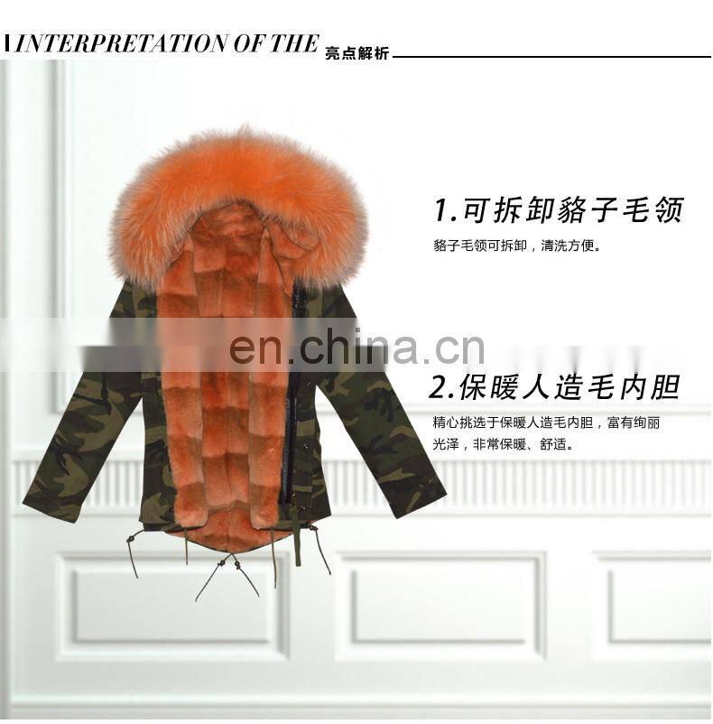 top grade latest fashion faux fur women jackets with raccon fur collar