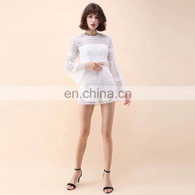 Trendy new designs white ladies jumpsuit crochet playsuit romper