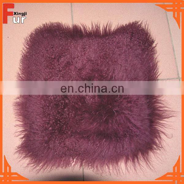 Fur Car Seat Cushion Dyed Pink Mongolian Fur