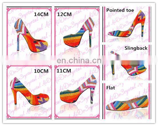 Aidocrystal colorful crystal diamond peep toe sling back shoes in women dress shoes