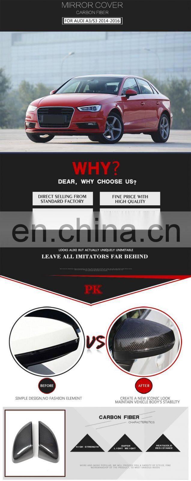 Carbon Fiber Side Mirror Cover Cap Trims For Audi A3 8V Without Side Assist