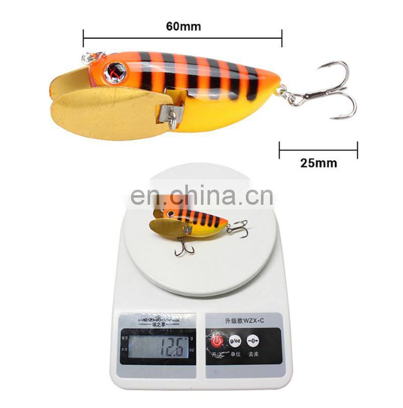 The Newest 6cm 12.6g 3D Eyes Hard Popper With Graceful Spoons Lures For Saltwater Freshwater Topwater Popper