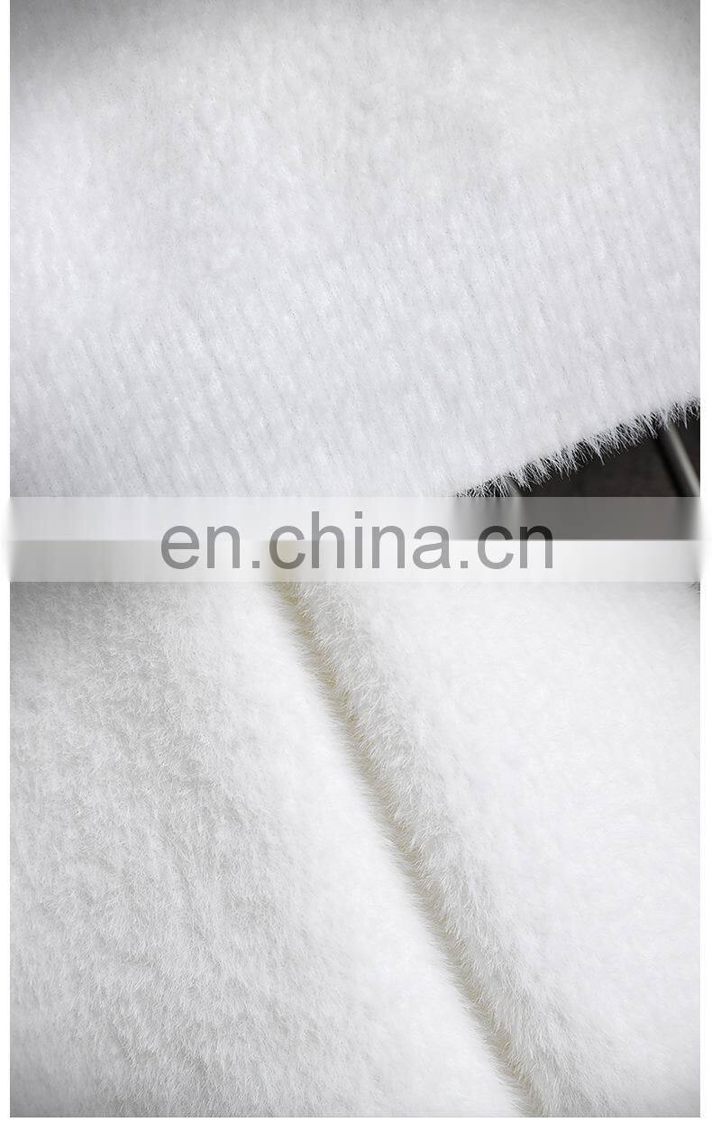 Factory wholesale high quality high-neck loose mink fleece winter plus velvet thick knitted jacket men's sweater