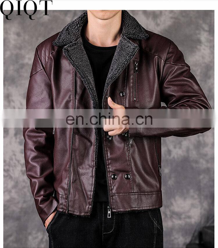 Autumn and winter new men's plus velvet bomber jacket lapel locomotive plus size men's jacket