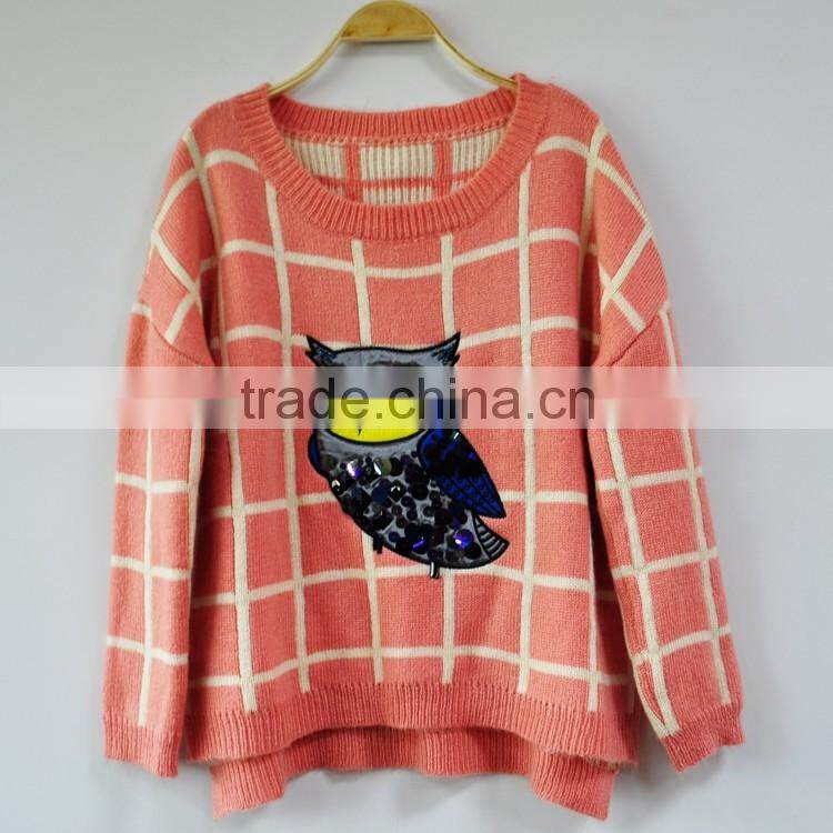 Batwing Mohair Sweater for Women Cute Pattern Knitting Loose Sweater