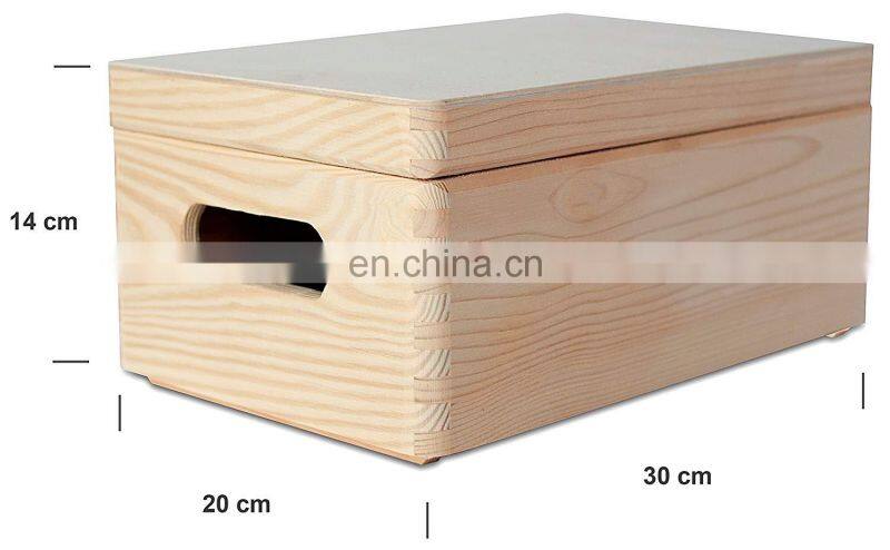 Keepsake Wood Plain Unpainted Large Wooden Box Storage Chest