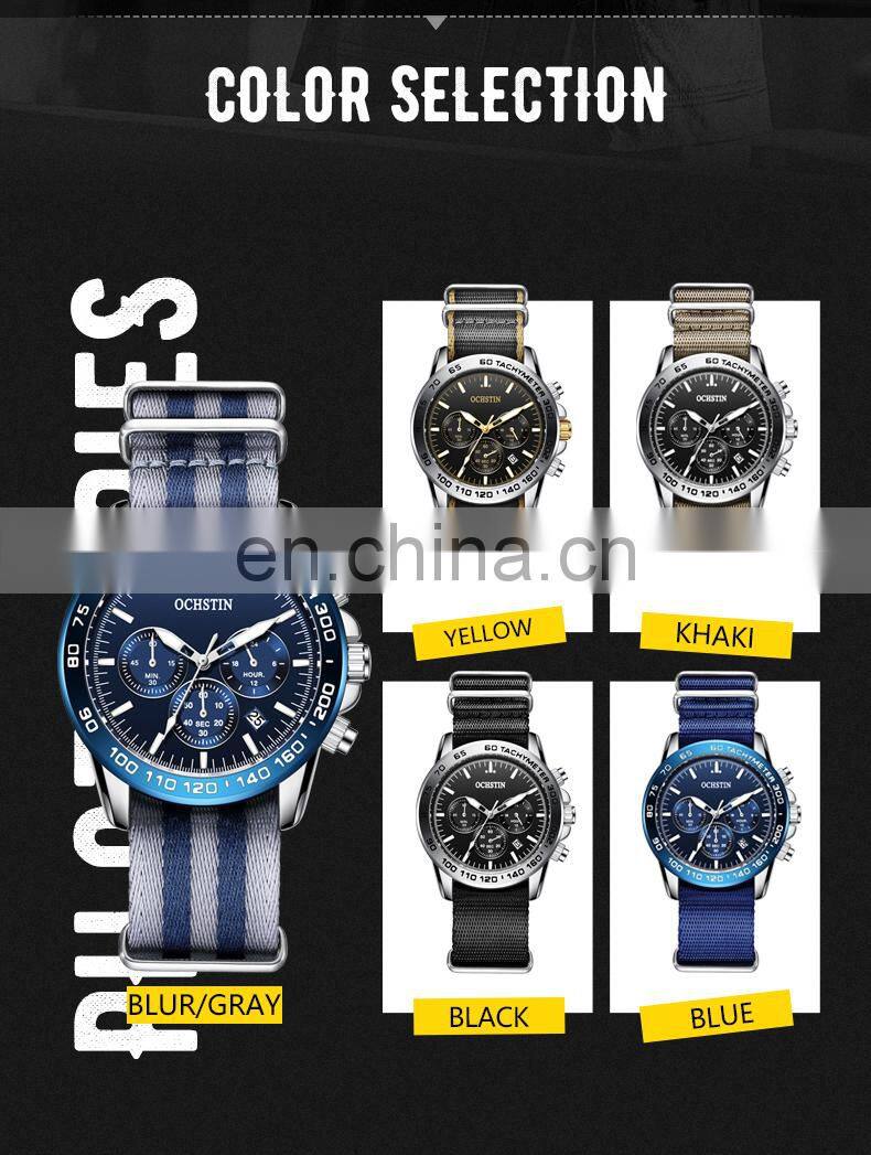 Ochstin 6117B Fashionable Nylon Quartz Watches Waterproof Chrono New Casual Wristwatch Mens