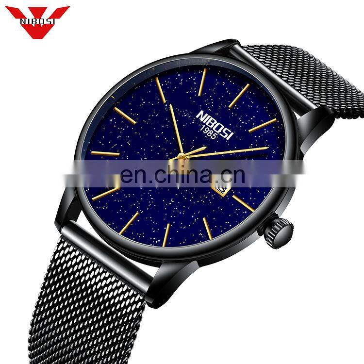 Quartz Watch Watches Stone Stainless Steel Original Quartz Fashion Japan Hot Sell Superior Slim 2020 Men Watches NIBOSI Round