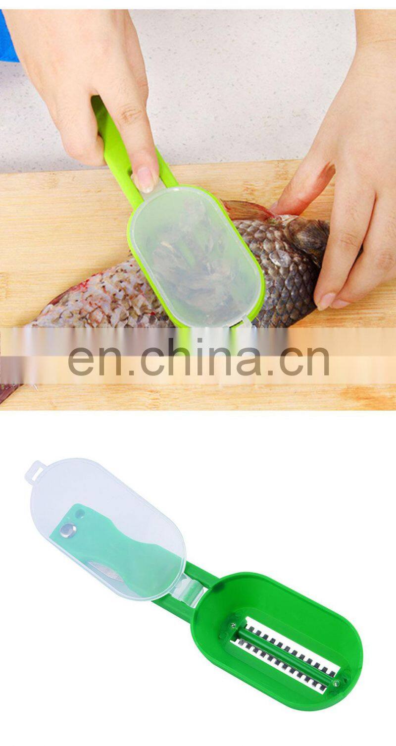 Plastic Fishing Scale Brush Built-in Fish Cutter Fish Skin Brush Scraping Fast Remove Fish Knife Cleaning Scaler Scraper