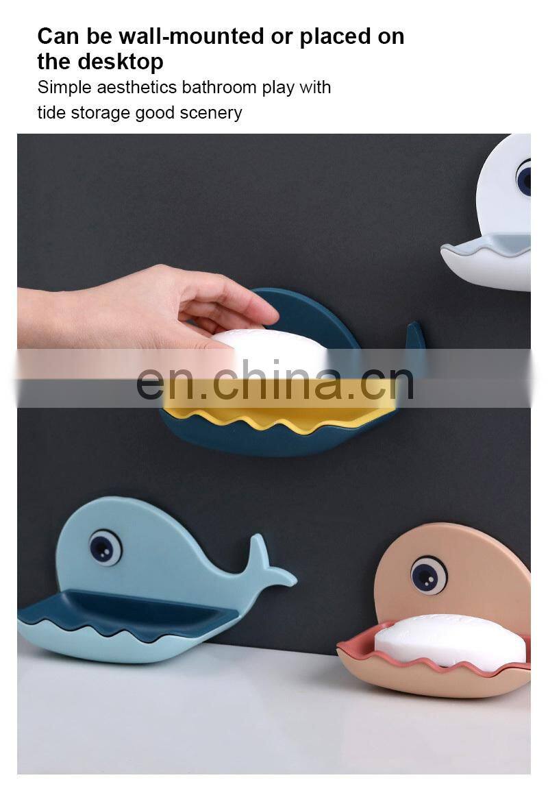 Cartoon Whale Bathroom Soap Dish Holder Bathroom Soaps Box Storage Shelf Plastic Wall Mounted Draining Organizer Tray