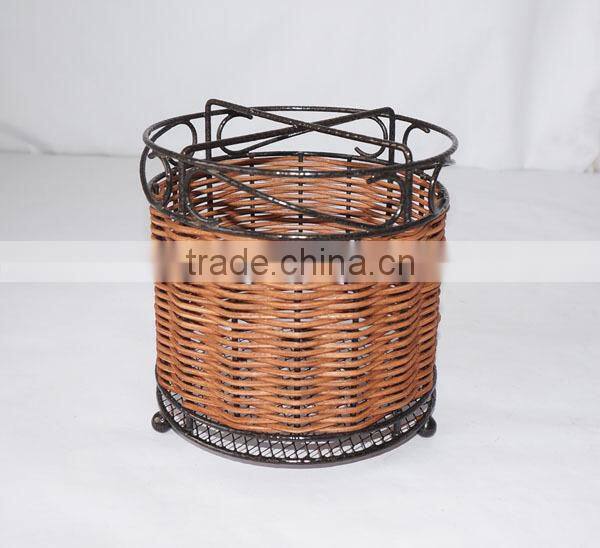 Handmade Kitchen Wicker & Wire Utensil Holder