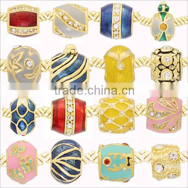 handmade enamel metal 14k gold bead for bracelet