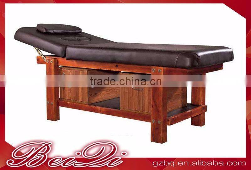 Beiqi 2016 New Beauty Salon Comfortable Stable Massage Bed with Wood Base Solid Wood Furniture