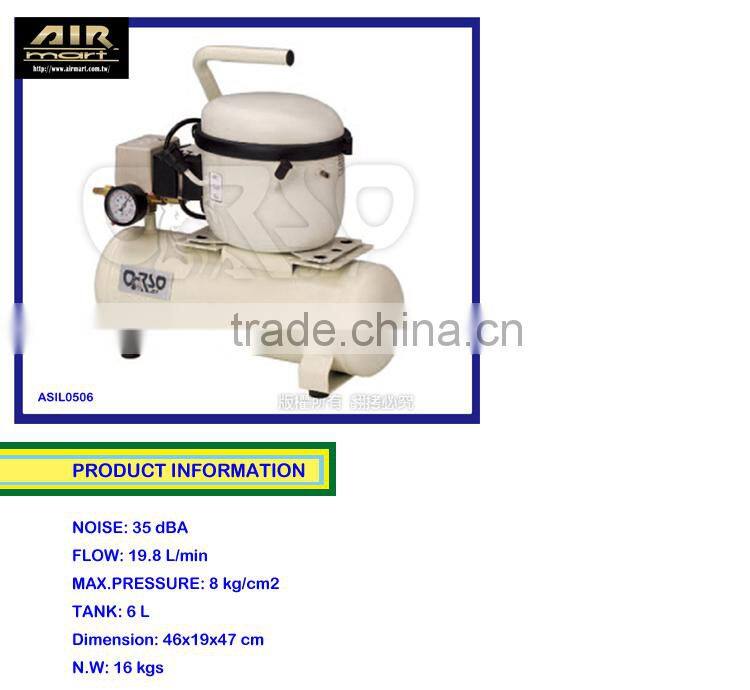 Taiwan Made, Model No. ASIL0506, lab&dental equipment, SUPER SILENT AIR COMPRESSOR