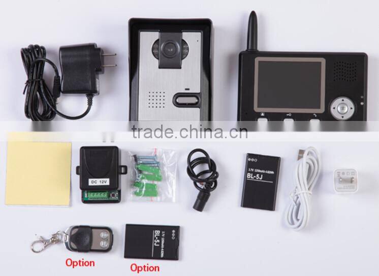 3.5 inch 2.4GHz digital wireless video door phone /wireless door bell with 500 meters transmission distance in open area