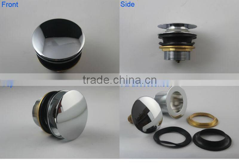 Polished Chrome Toe Touch Bath Drain Thread Bathtub Drain Stopper Push Pop-Up Drain with Overflow