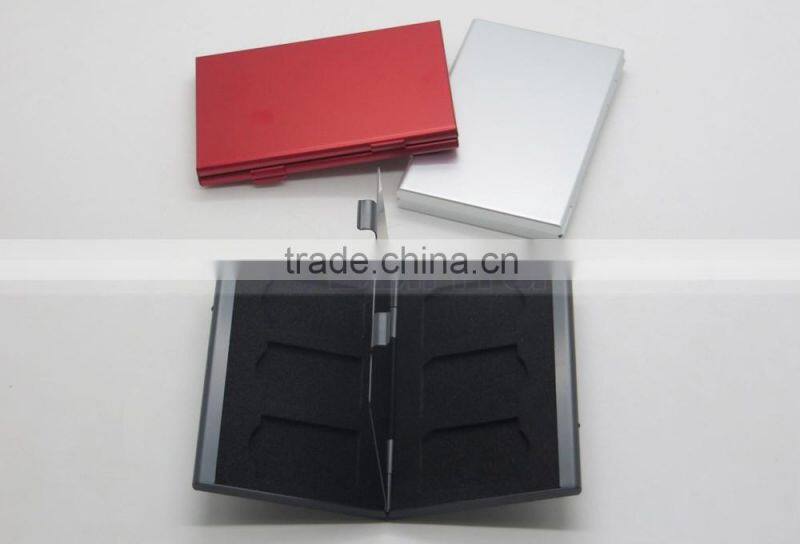 Silver Aluminum Box Portable 6 in 1 Memory Card Case SD/SDHC/MMC 6x SD Card Cases