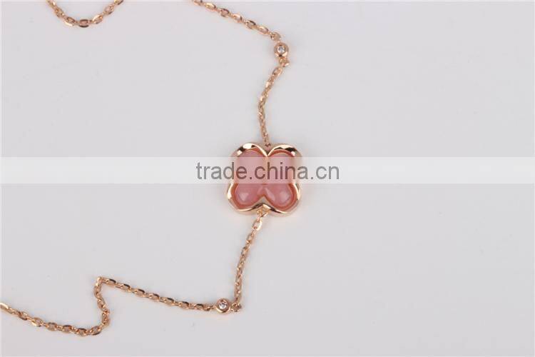Lovely cute flower bracelet 925 cheap silver bracelet with pink onyx bracelet