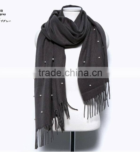 Wholesale New Tassel Wool Acrylic Pearl Fashion Ladies Shawls and Scarves Pashmina