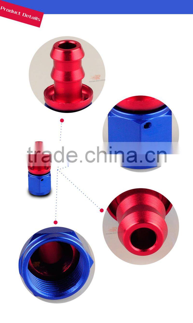 Aluminum oil cooler hose fitting Straight push on fitting hose end blue and red 10-001-12