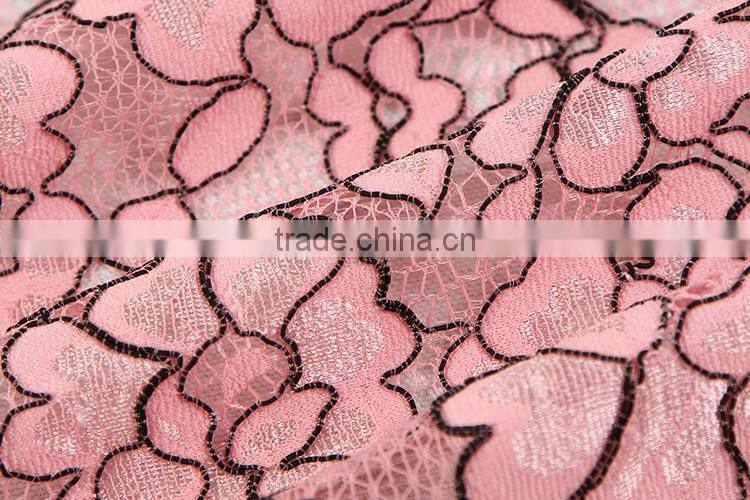 wholeale cheap high quality pink cord lace fabric top quality for sale