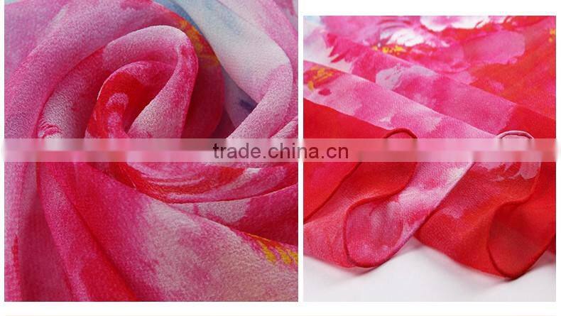 2016 summer high quality digital printed 100%pure silk scarf, hangzhou factory silk scarf shawl,modern vintage style scarf