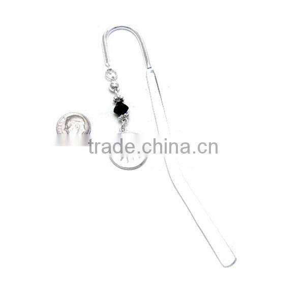 Silver fleur de lis bookmark with clear crystal accents metal crafts