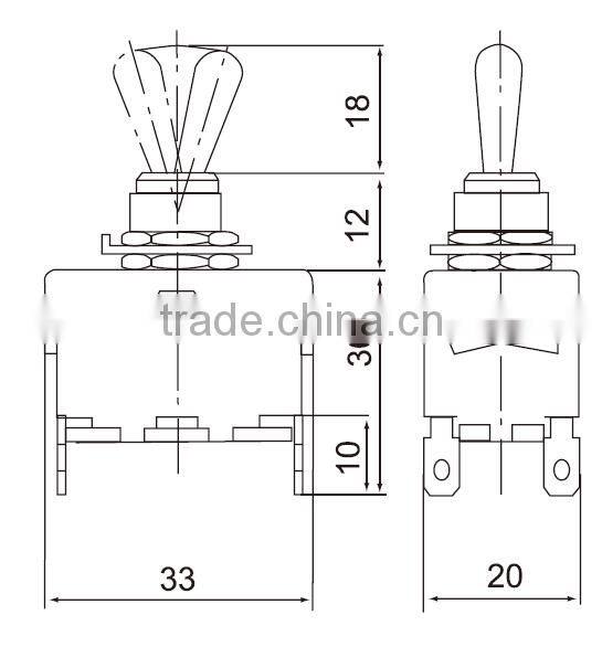 China CNTD Supply 12MM Double Pole Single Throw Toggle Switch C521A ON-OFF