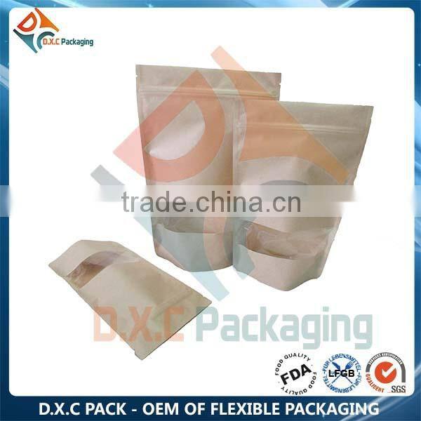 OEM Custom Printing Kraft Paper Bag With Window & Zipper